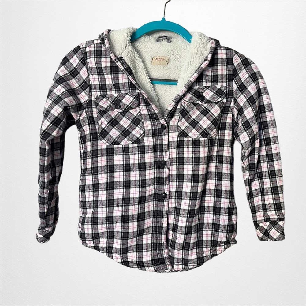 Boston Traders Girls Hooded Shirt Jacket Long Sleeve Size M (10-12)